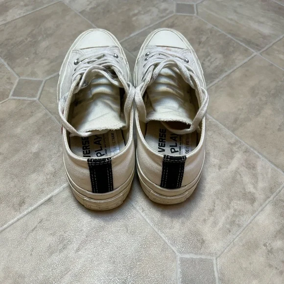 USED Authentic Converse x Commes de Garcons Play Low Chuck 70 Sneakers in White - Picture 4 of 6